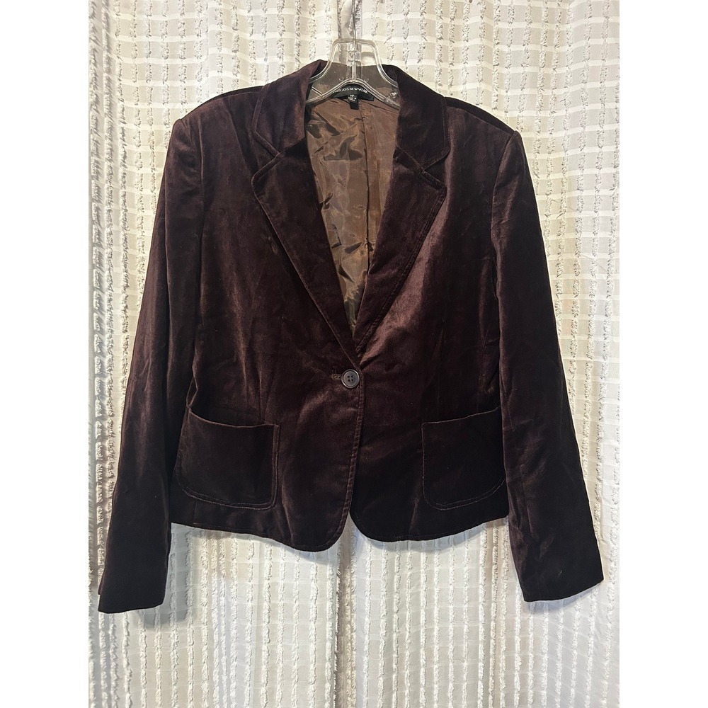Briggs New York Velvet Blazer Dark Brown Single Button Petite MP